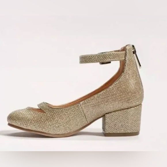 Sam Edelman Evelyn Betty Mary Jane New Girls 4 Gold Glitter - Picture 1 of 9
